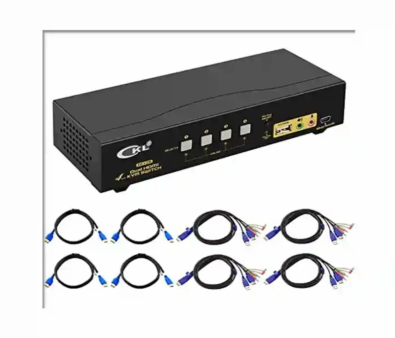 HDMI KVM Switch 4 Port Dual Monitor Extended Display