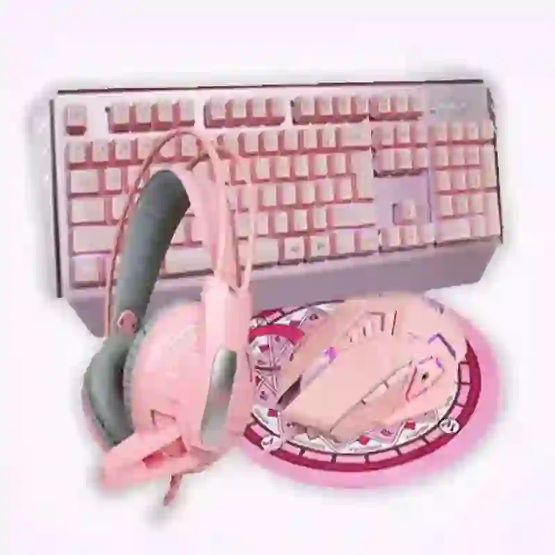 DGG Pink 4-in-1 Gaming Keyboard Mouse Headset Combo