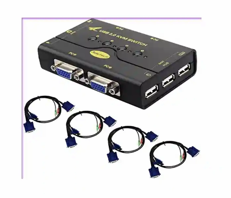 4 Port VGA KVM Switch with USB Hub